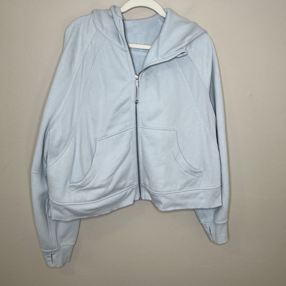 lululemon scuba hoodie Oversized Relaxed Fit Full Zip Crop Mirror Blue Powder XL - Picture 3 of 12